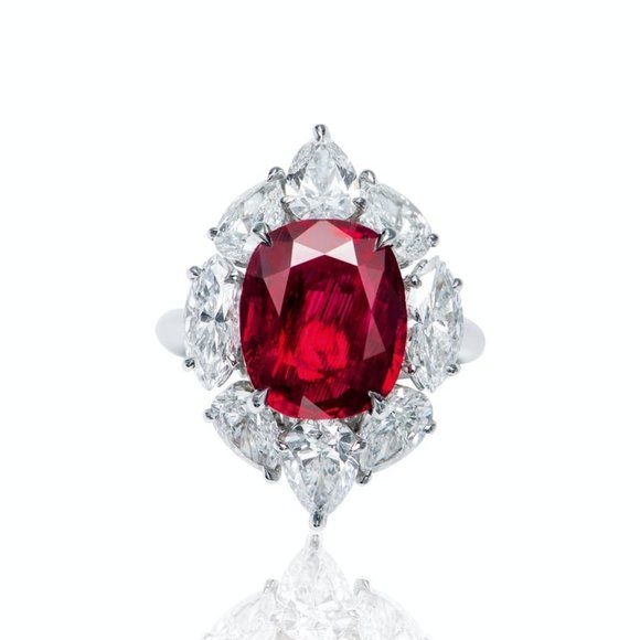 💞Red Oval Ruby Bright Romantic CZ Ring for Women, GPMB1439 - Picture 6 of 7